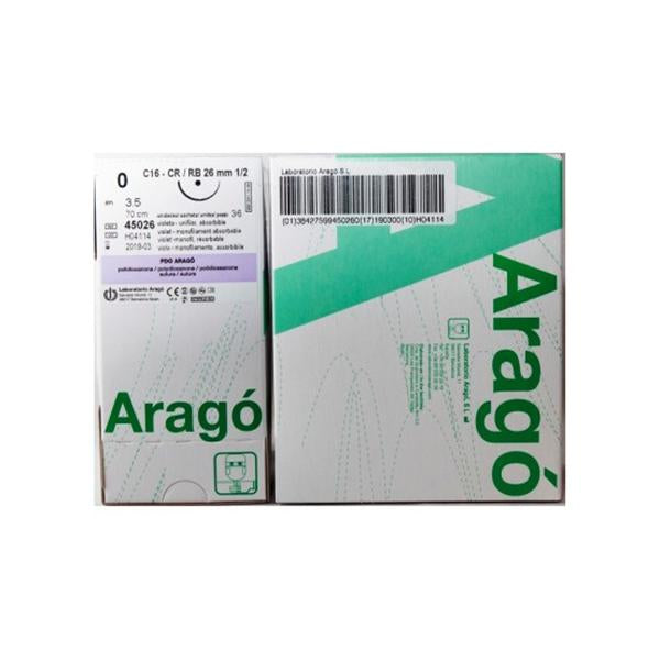 suturas ARAGO, sutura pdo tb-10 6/0 36und                       