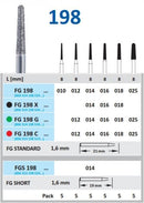 fresas dentales HORICO, 198g-016 fg diamante  5und.