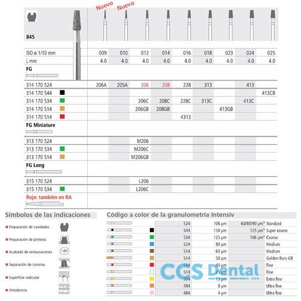 Fg 206/6  845-012 Fg Diam. Medio 6Uds.