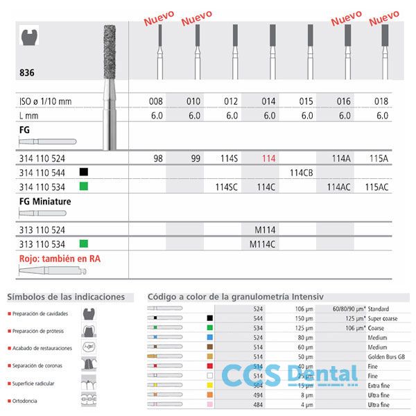 Fg 114/6  836-014 Fg Diam. Medio 6Uds.