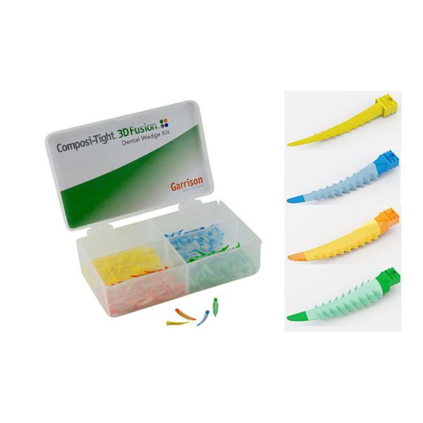 material dental desechable cuñas DENTATUS/ABRASIVE/GARRISO, 3d fusion cuñas plastico c/sil kit surtido 200u.