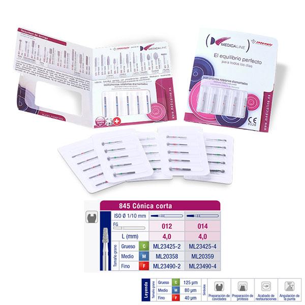 fresas dentales MEDICALINE, 845c fresa fg diamante fig 168 grueso 5 u.