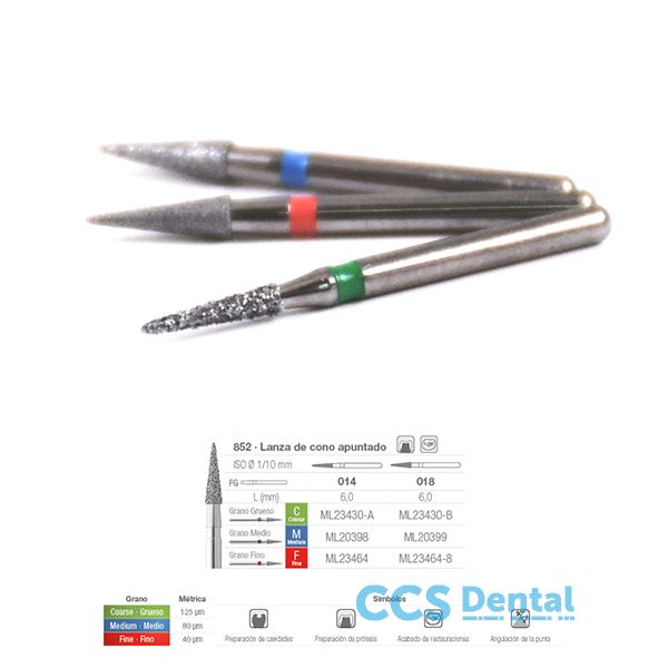 852C-014 Fresa Fg Diamante Fig 164 Grueso 5 Uds.