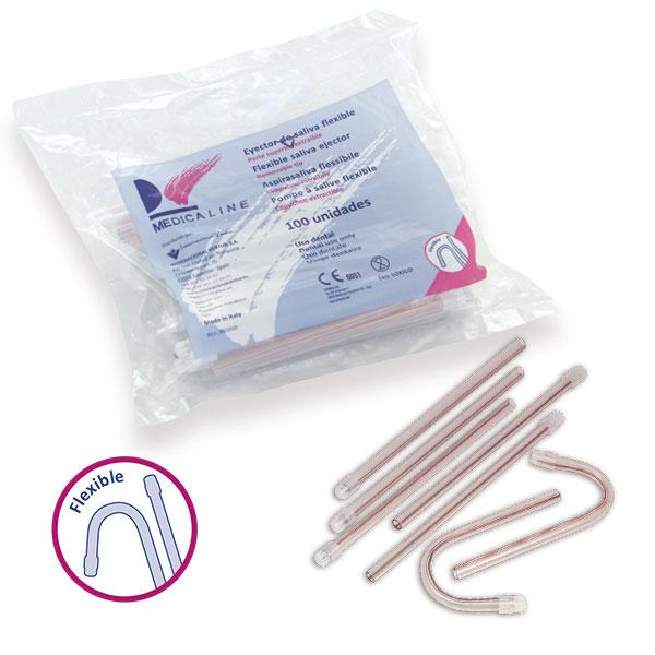 material dental desechable aspiradores MEDICALINE, eyectores transp. 15cm. 100u. 