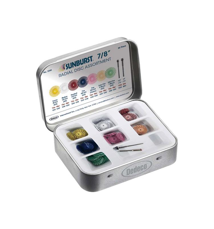 Aparatologia dental economica Kit 86 Discos Surtidos Y Mandriles Sunburst Dedeco DEDECO